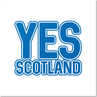 YES SCOTLAND, Scottish Independence Saltire Blue and White Layered Text Slogan Posters and Art